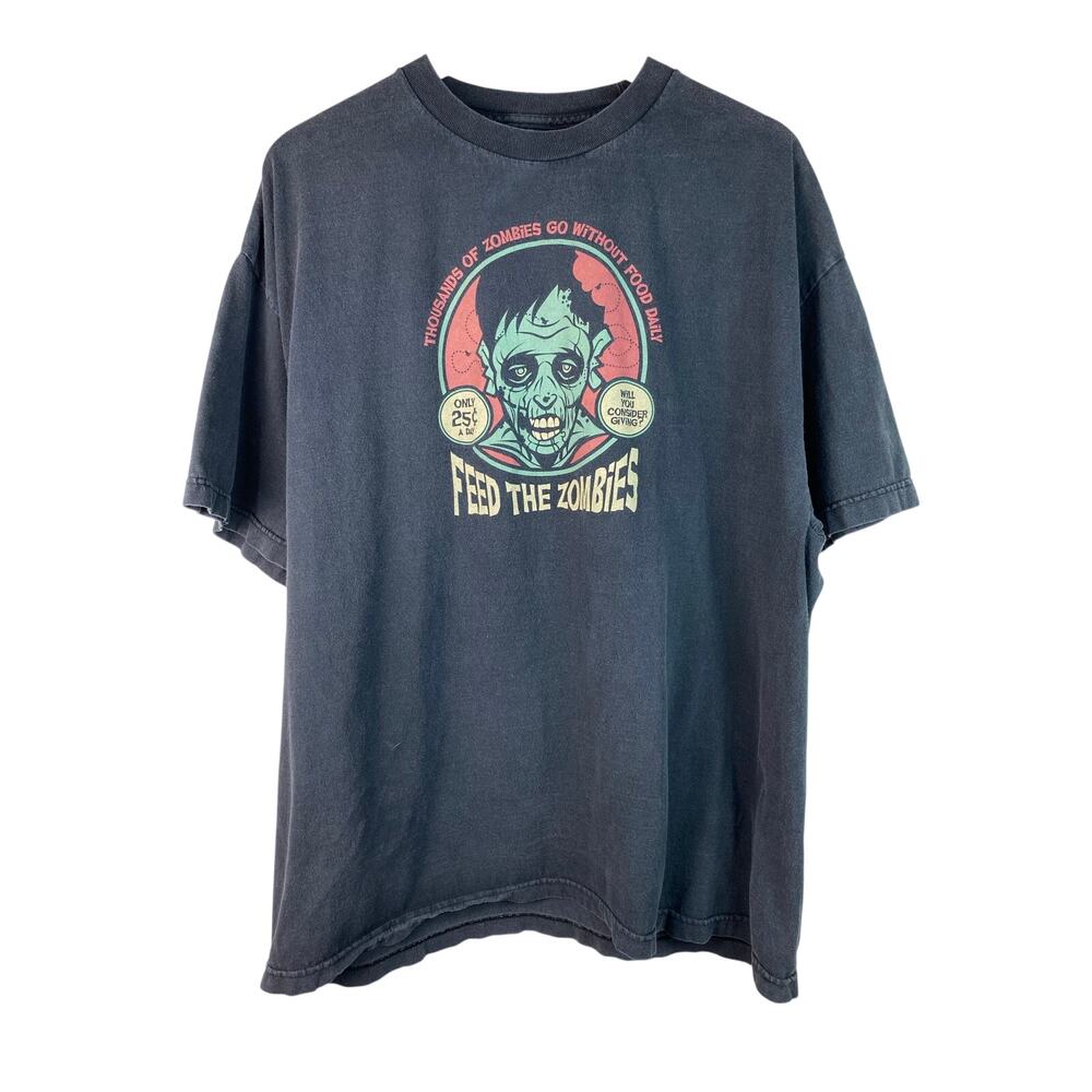 Think‎ Geek Men's 2XL Washed Black "Feed the Zombies" T-Shirt *